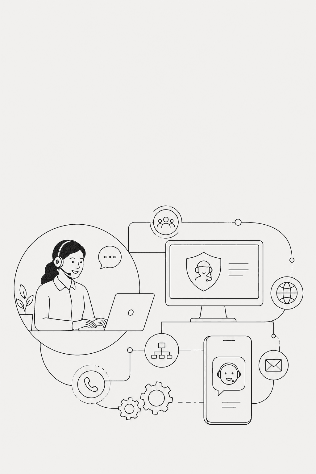 Illustration für digitale Domizil- und Supportprozesse