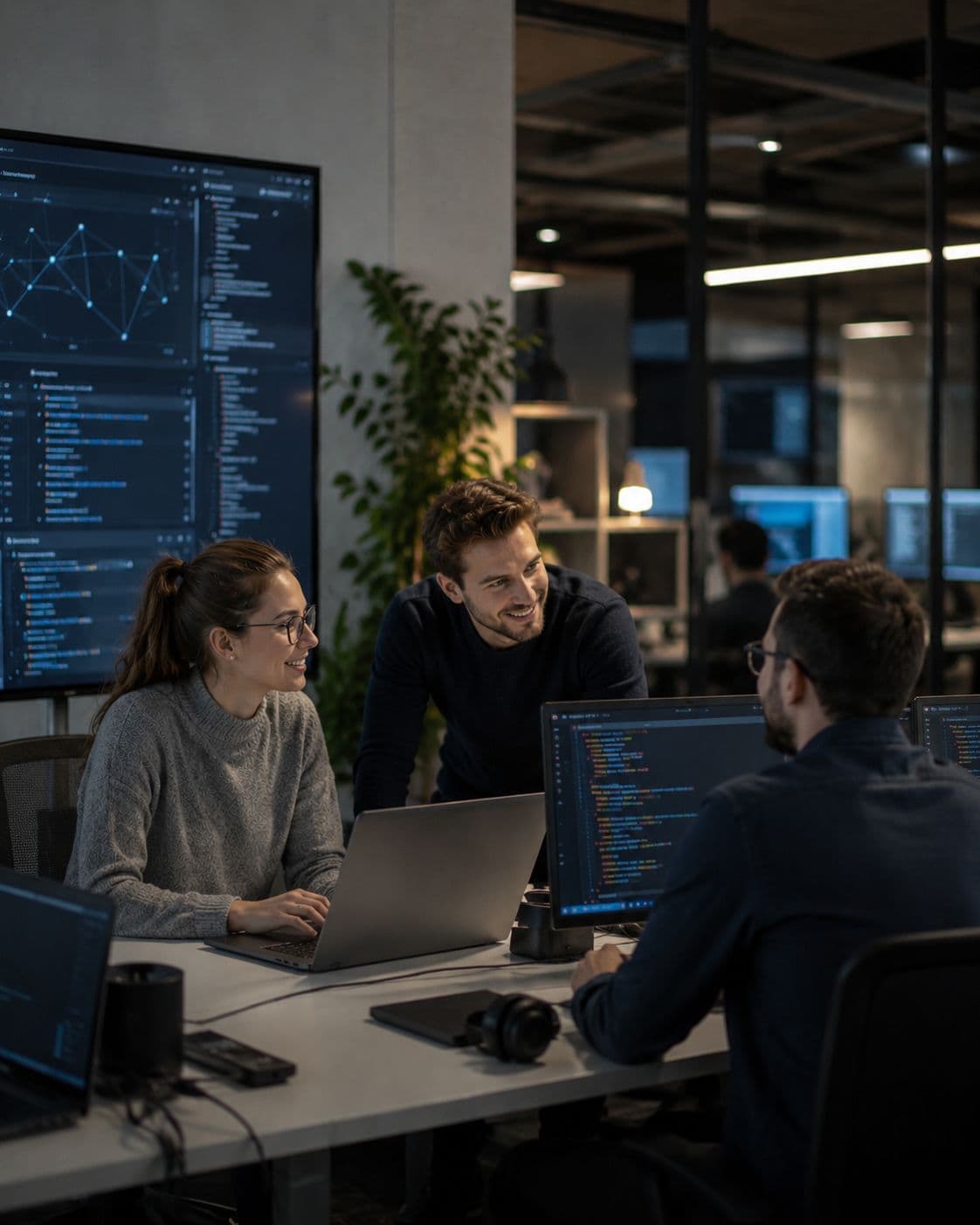 Zwei IT- und BPO-Berater im Gespräch in einem modernen Büro
